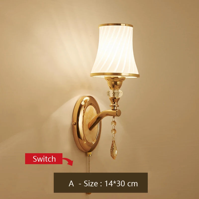 Nordic Wall Lamp with Switch Living Room Bedroom Bedside Modern Simple Led Indoor Wall Lights Glass Shade Decor Miroir Mural