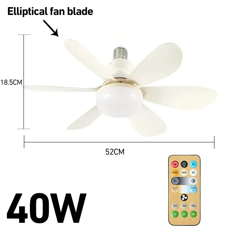 Smart 2 In 1 Ceiling Fan With Remote Control Dimming Energy-saving Lighting E27 Silence Fan Lights Bedroom Living Room Kitchen