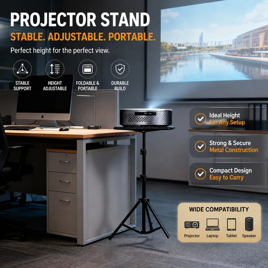 Mini Projector Stand, 25*18cm Small Tray Support, 3 Height Adjustable, Portable Desktop Bracket for Small Projectors