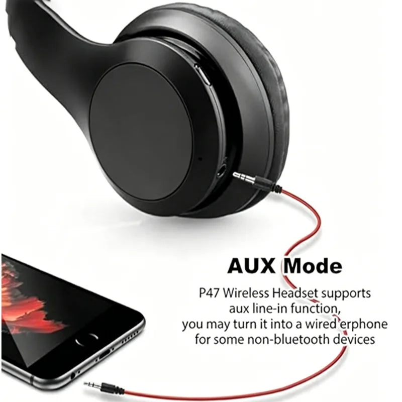 High Fidelity Bluetooth Wireless Headset, Clear Stereo Sound Over Ear Headphones with Built-in HD Mic, Stable Connection