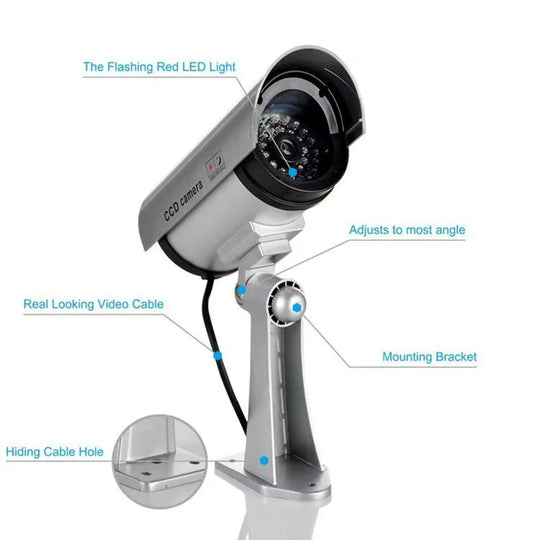 Simulated Security Camera, Indoor and Outdoor Use with Adjustable Mounting, Fake CCTV Cameras for Home & Businesses Featuring Re