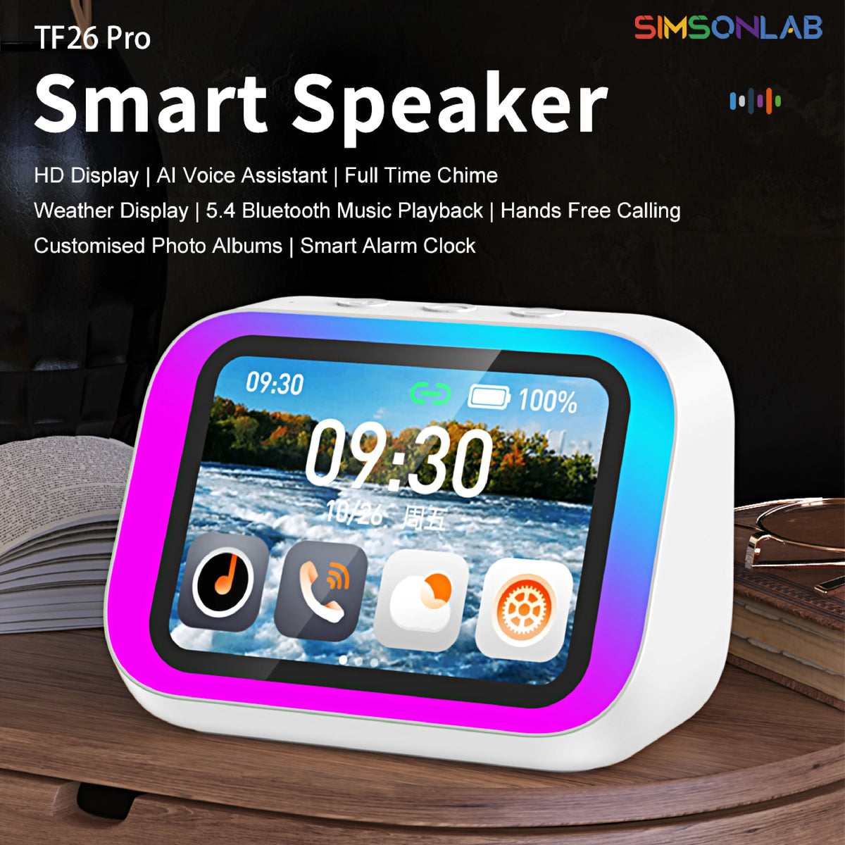 2026 New Smart Speaker with Screen Display Multifunctional Voice Assistant Great Bluetooth Intelligent Home Hub Photo Album Gift