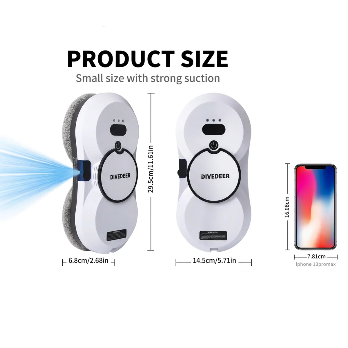 DIVEDEER Water spray window cleaning robot intelligent high-rise double-sided brushless motor glass cleaner spray type