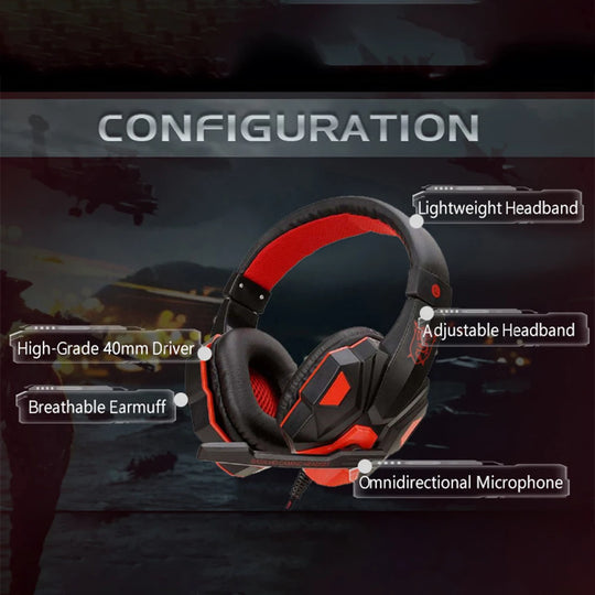 Headphone 3.5mm Wired Gaming Headset Earphones Music For Computer With Mic Headset Stereo Svirtual Surround Bass LED Light Gamer