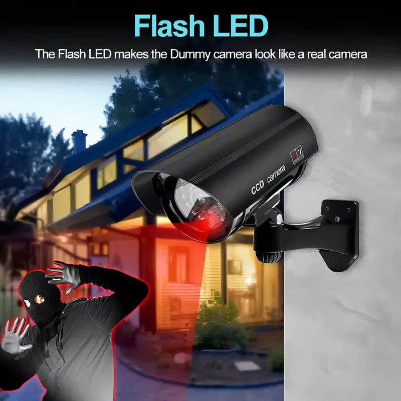 Simulated Security Camera, Indoor and Outdoor Use with Adjustable Mounting, Fake CCTV Cameras for Home & Businesses Featuring Re