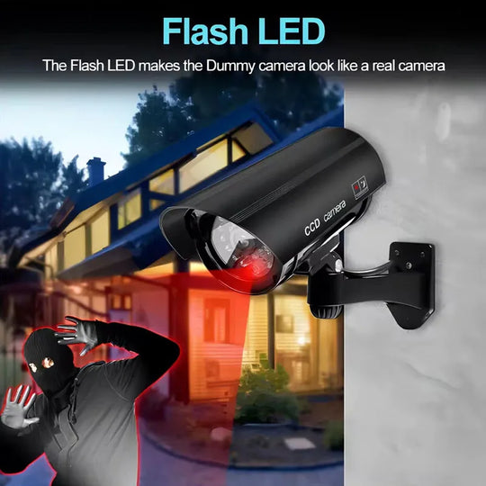 Simulated Security Camera, Indoor and Outdoor Use with Adjustable Mounting, Fake CCTV Cameras for Home & Businesses Featuring Re