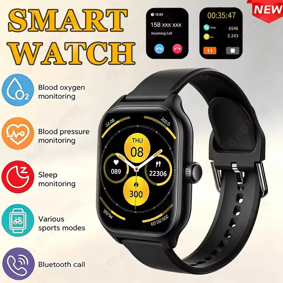 Smart watch with full touch screen, call, message reminder, music control and other functions, compatible with iPhone/android mo