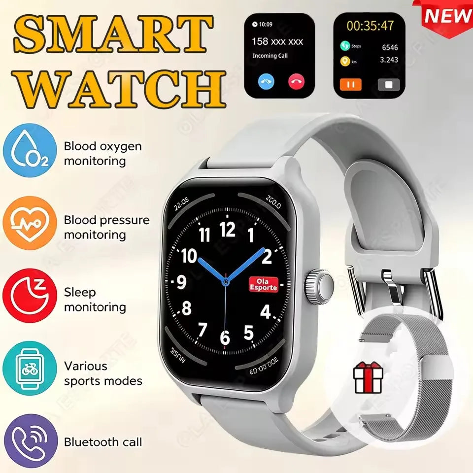 Smart watch with full touch screen, call, message reminder, music control and other functions, compatible with iPhone/android mo