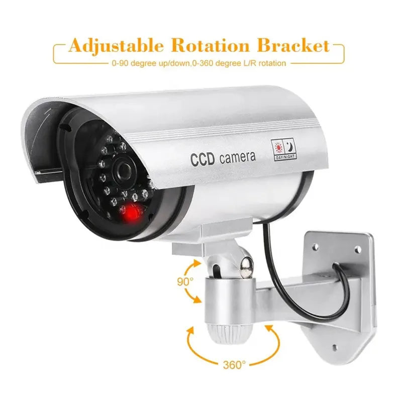 Simulated Security Camera, Indoor and Outdoor Use with Adjustable Mounting, Fake CCTV Cameras for Home & Businesses Featuring Re