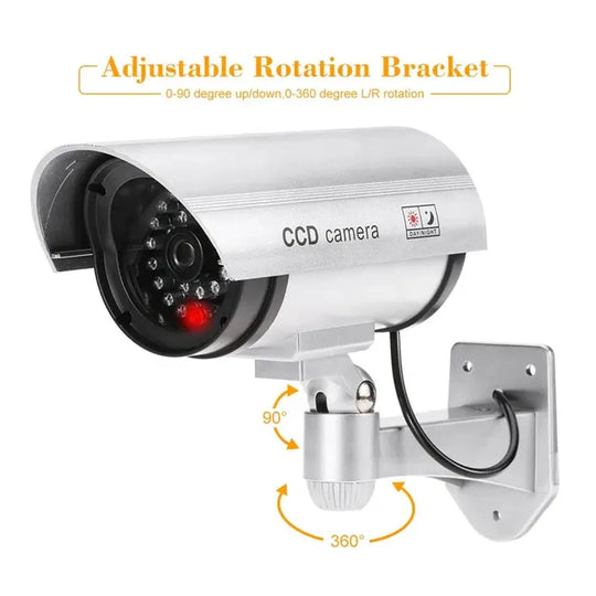 Simulated Security Camera, Indoor and Outdoor Use with Adjustable Mounting, Fake CCTV Cameras for Home & Businesses Featuring Re