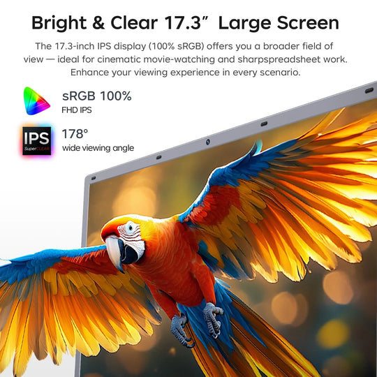 2026 Large Screen 17.3" Laptop 32GB 1TB/2TB Intel 6500Y Windows 11 Lightweight and Portable High-Definition Office Notebook..