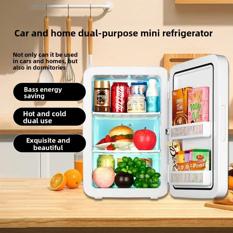 BESRCHOICEDouble Refrigeration 22L Household Car Refrigerator Car Heating and Cooling Box Mini Refrigerator 55-75W 220-240v