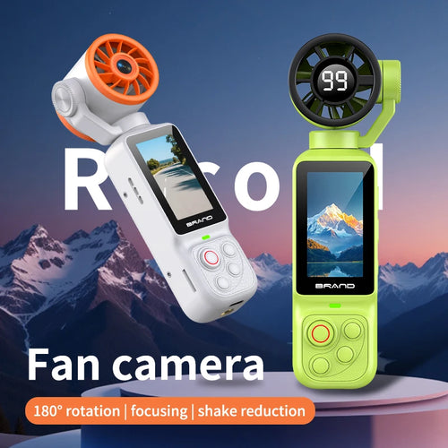 1080P Gimbal Camera with Fan 180° Handheld Pocket Camera Rotatable HD Vlog Camera with Cooling Fan Portable Action Cam
