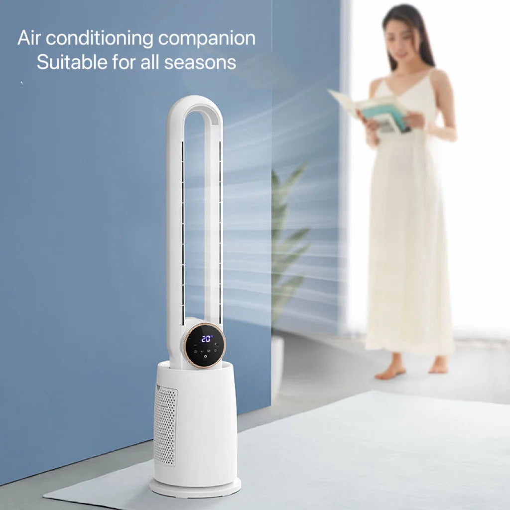 Smart Home Air Cooling Fan with Tower-Installable Bladeless Design Includes Air Purifier for Household Use