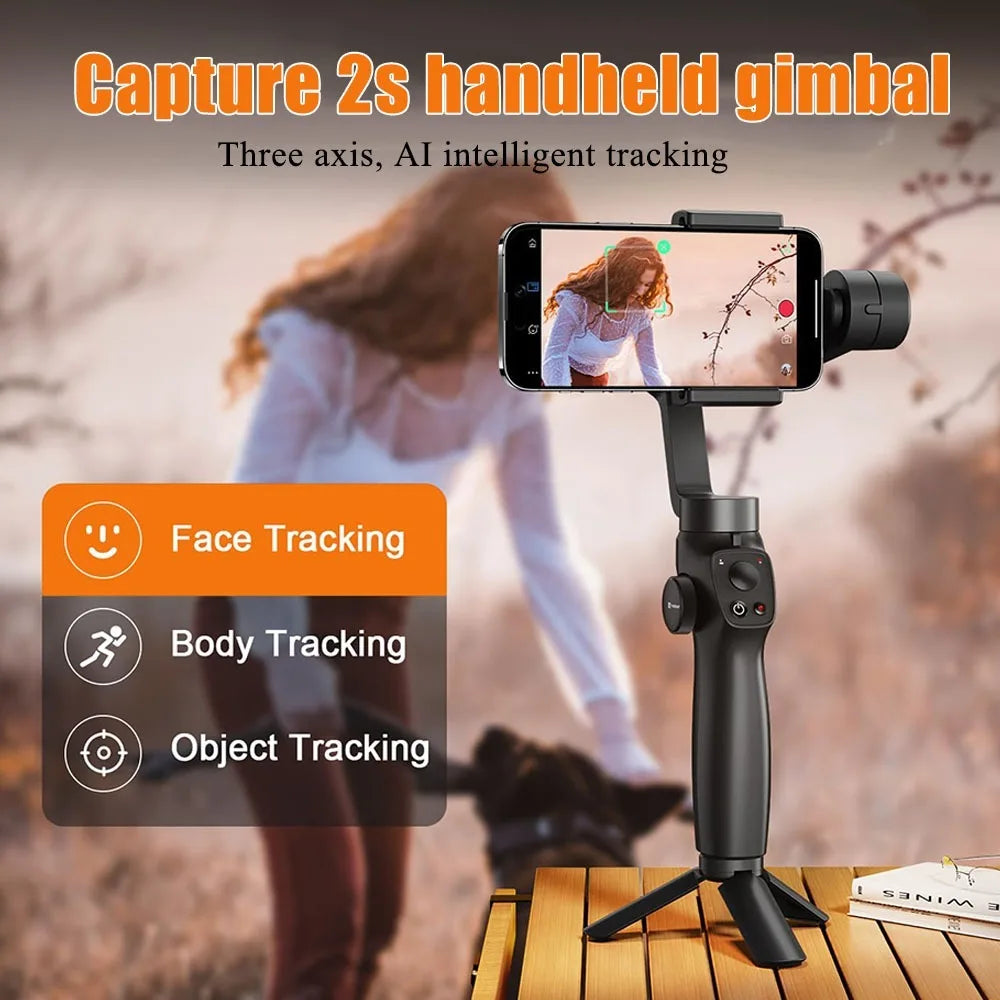 FUNSNAP Phone Gimbal Stabilizer 3 Axis Handheld Anti Shake Face Tracking Focus Wheel Live Stand for  Video Recording Vlog
