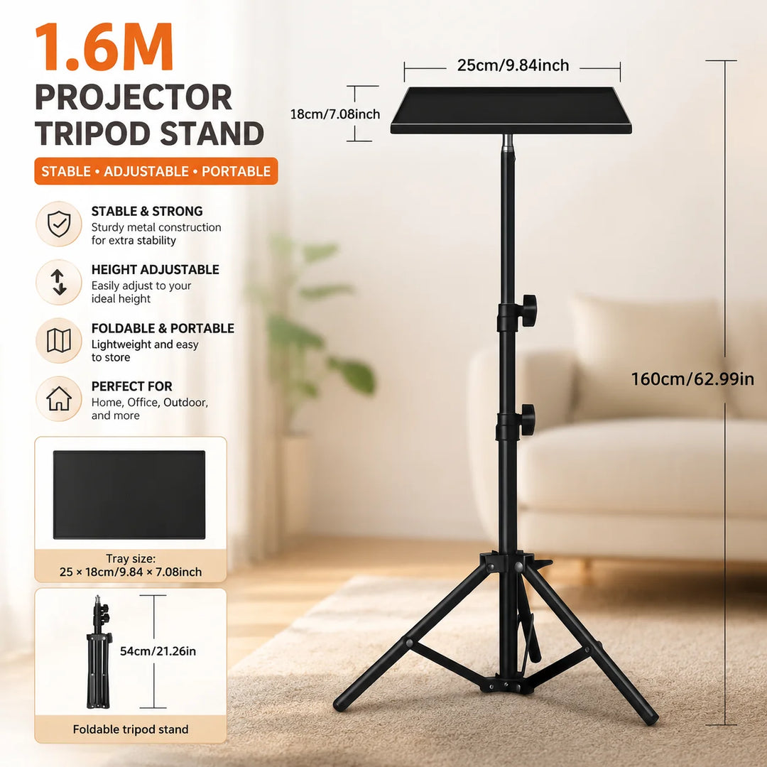 Mini Projector Stand, 25*18cm Small Tray Support, 3 Height Adjustable, Portable Desktop Bracket for Small Projectors