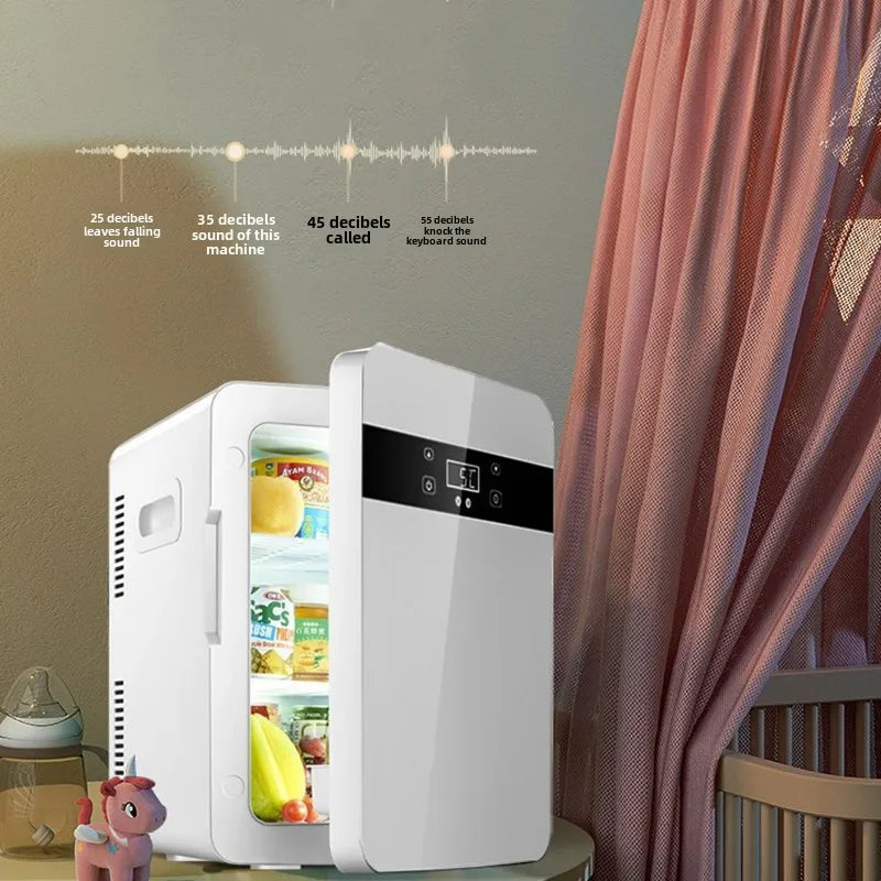 Portable car refrigerator for outdoor use showing front view