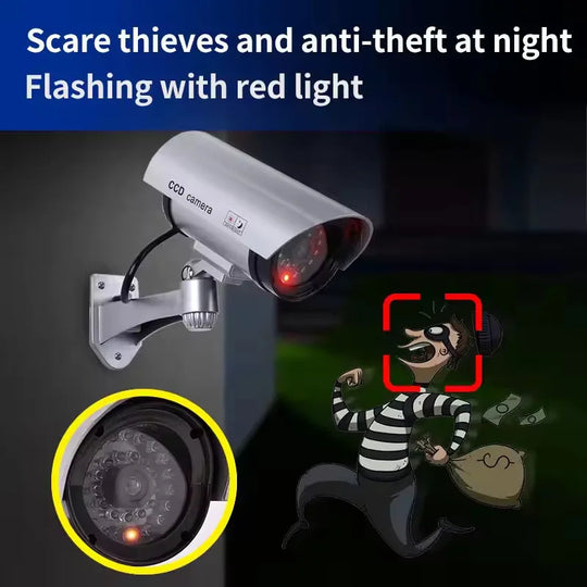 Simulated Security Camera, Indoor and Outdoor Use with Adjustable Mounting, Fake CCTV Cameras for Home & Businesses Featuring Re
