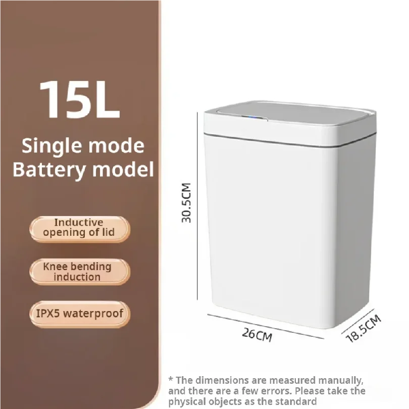 Smart Bathroom Trash Can Automatic Bagging Electronic Trash Can White Touchless Narrow Smart Sensor Garbage Bin Smart Home 15L
