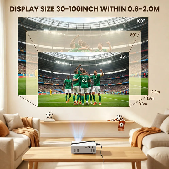 Portable Projector 4K Decoding 1080P High-Definition Projection Built-in Speaker For Home Theater Mobile Phone And Computer Use