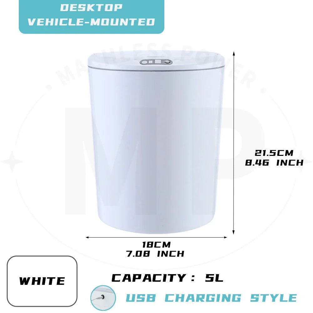 3L/5L Smart Sensor Desktop Trash Can Automatic Vehicle-mounted Waste Bin Car Storage Bucket Ashcan Low Noise Garbage Buckets
