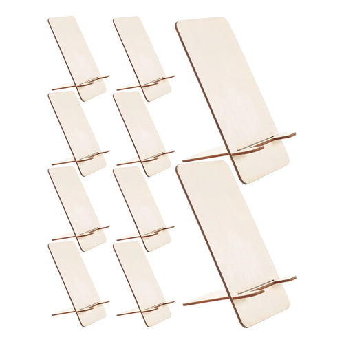10Pcs Wooden Phone Stand Blank DIY Craft Sturdy Portable Detachable Desktop Mobile Holder for Office Home Travel Tablet Desk