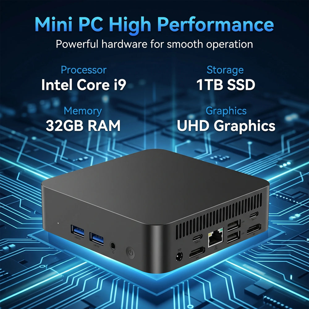 Portable Mini PC Gamer Computer Intel Core i9-10980HK 32GB RAM 1/2TB SSD FHD Bluetooth WiFi6 Windows 11 Gaming Office 4K HDMI