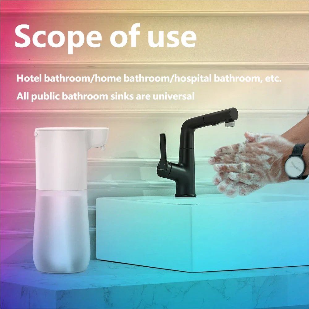 Automatic soap dispenser with sensor featuring a sleek minimalist design