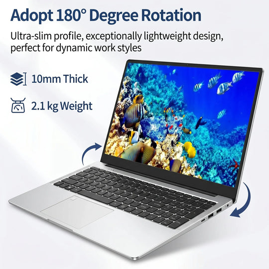 17.3" Portable Laptops Intel 6500Y Windows 11 32GB 2TB HD Display Fingerprint Unlock Gamer Study Office Notebook Computer PC
