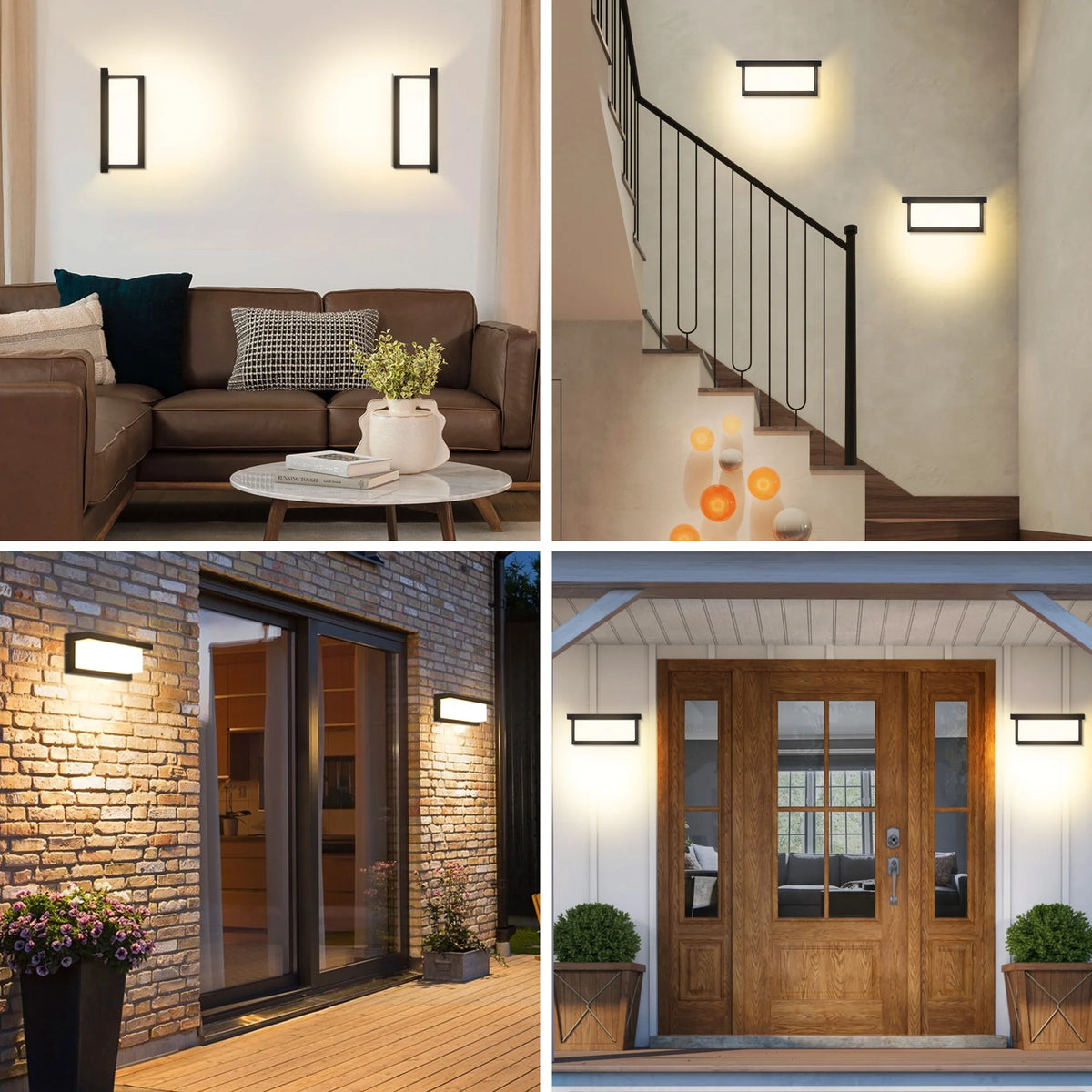 LED Vintage Rectangle Wall Lamp Indoor Outdoor Decorative Lighting for Porch Living Room Bedroom Court Balcony Home Decor