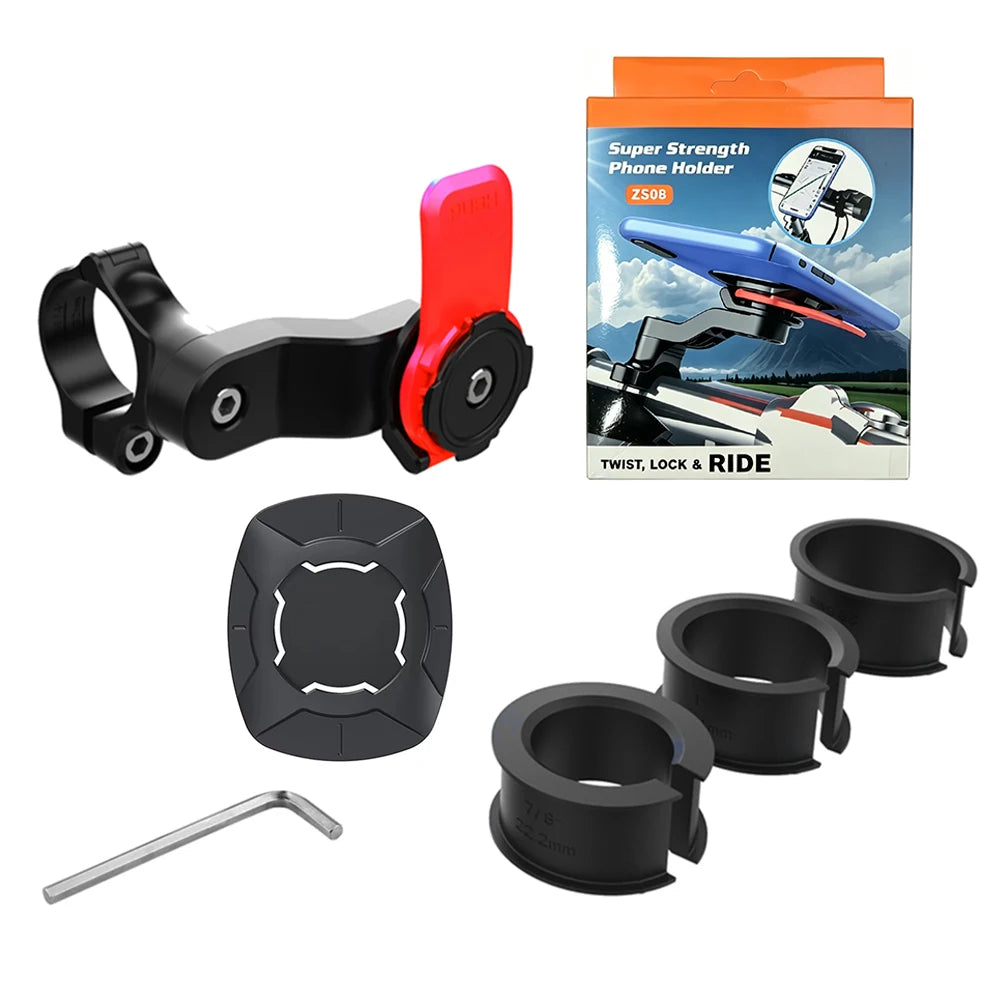 Bike Phone Holder, Motorcycle Mount - Motorcycle Phone Holder, Handlebar Cell Phone Clamp, E-Bike Scooter Phone Clip