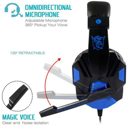 Headphone 3.5mm Wired Gaming Headset Earphones Music For Computer With Mic Headset Stereo Svirtual Surround Bass LED Light Gamer
