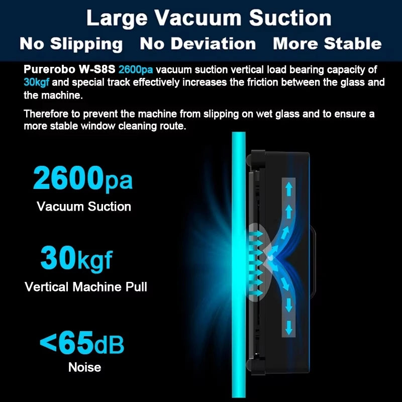 PUREROBO Smart Robot Window Cleaner ，Smart With APP & Remote Control，Automatic Water Spray，Robot Glass Cleaner W-S8S