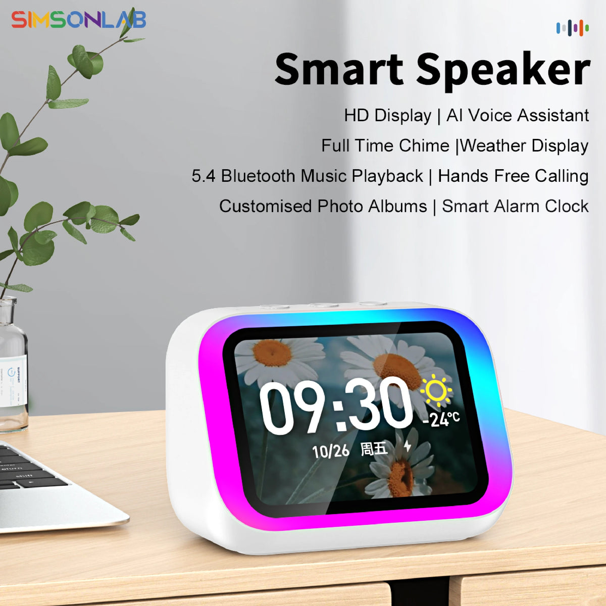 2026 New Smart Speaker with Screen Display Multifunctional Voice Assistant Great Bluetooth Intelligent Home Hub Photo Album Gift