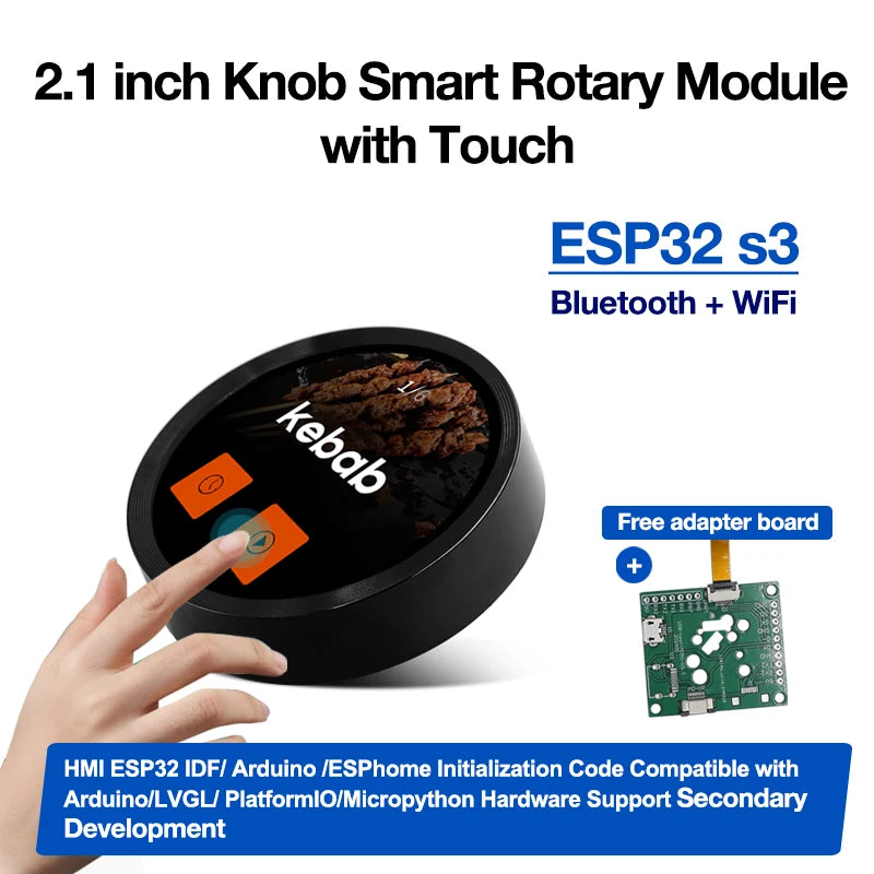 Smart Home ESP32 S3 Development Board WiFi Bluetooth 2.1 inch 480*480 Circular Push Knob IPS LCD TFT Display Module for Ardui-no