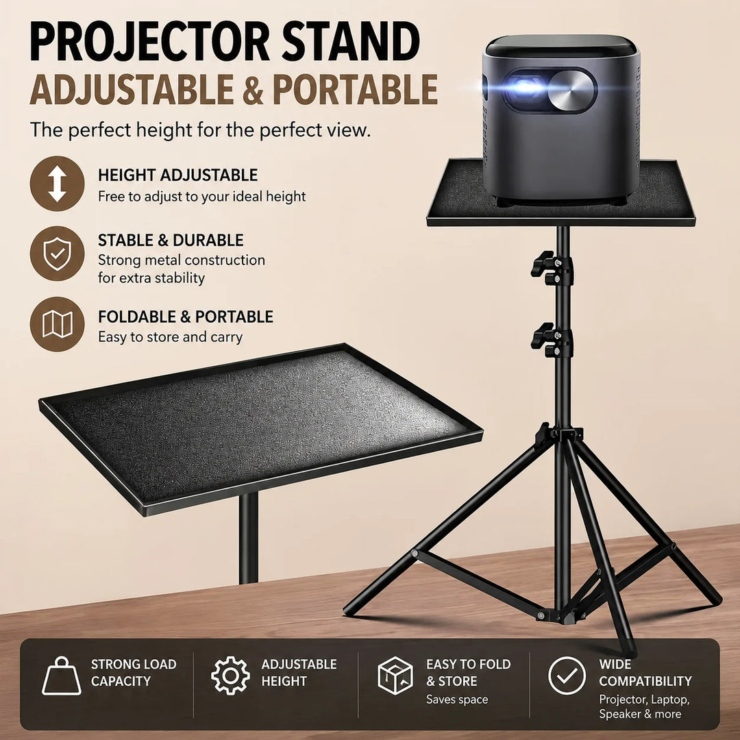 Mini Projector Stand, 25*18cm Small Tray Support, 3 Height Adjustable, Portable Desktop Bracket for Small Projectors