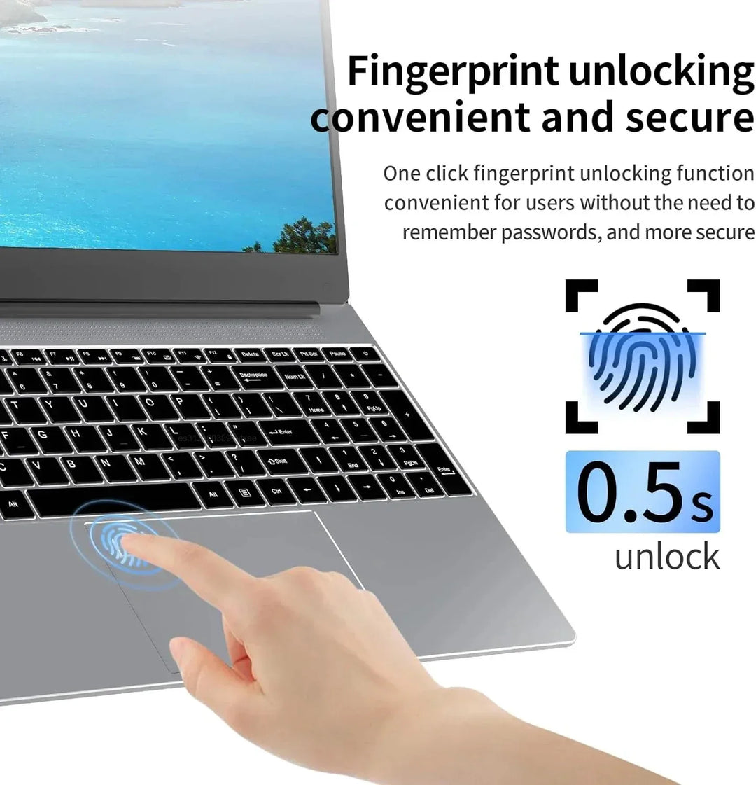 17.3" Portable Laptops Intel 6500Y Windows 11 32GB 2TB HD Display Fingerprint Unlock Gamer Study Office Notebook Computer PC