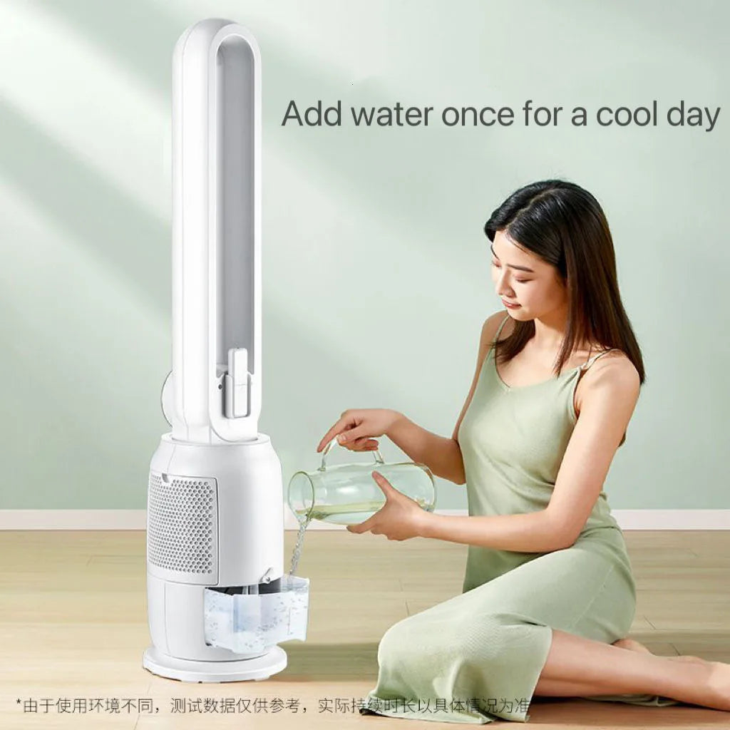 Smart Home Air Cooling Fan with Tower-Installable Bladeless Design Includes Air Purifier for Household Use