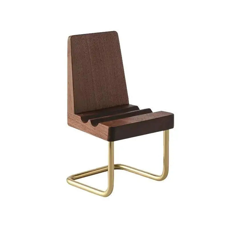 Solid Wood Stool Phone Stand, Creative Desktop Wooden Holder, Minimalist Tabletop Decoration Ornament