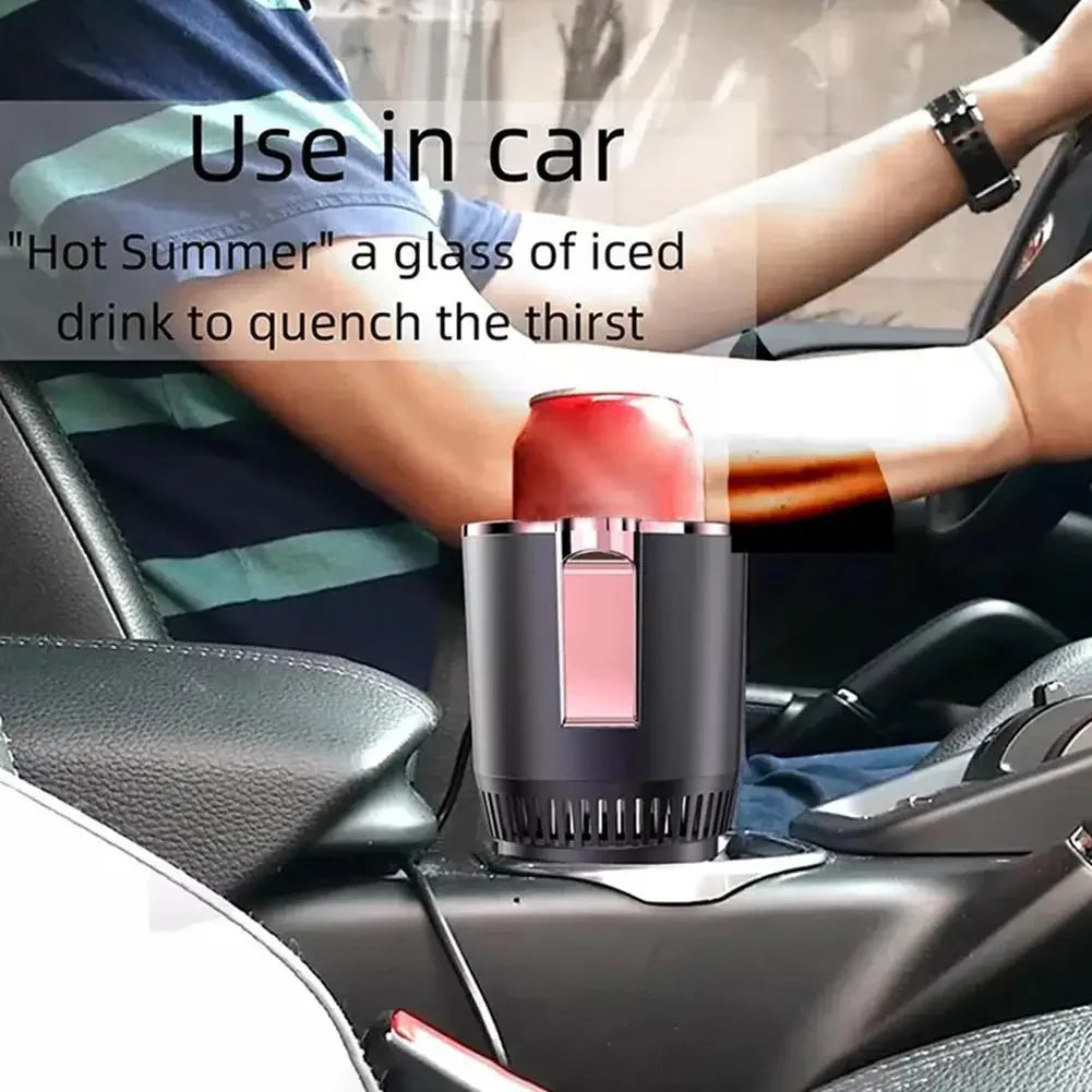 Smart 12V Portable Mini Can Fridge Cooler & Warmer, 2-in-1 Single Cup Holder Chiller for Car & Office Desk Travel Mug Heater