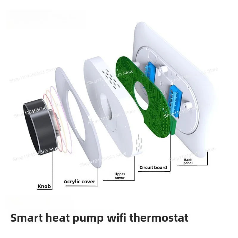 Smart WiFi Thermostat 24V for Heat Pumps & Geothermal, Touch Panel with Digital Display for Home AC and Intelligent Control