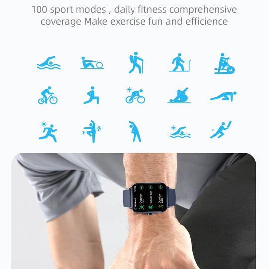 Smart Watches For Men Women Blue Tooth Call Smartwatch 1.8 Inch Bracelet Waterproof Sports Fitness Voice Assistant Heart Rate