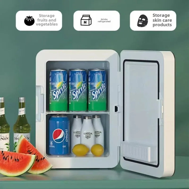 Portable car refrigerator for outdoor trips displayed in a vehicle